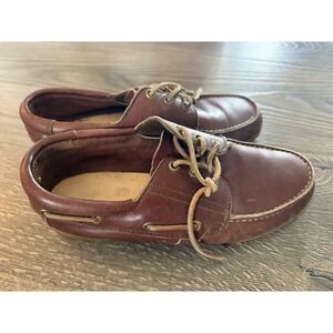 Vintage Leather Boat Brown Shoes Leather Shoe Laces Woman's Size 8